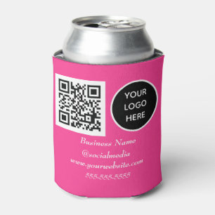 Rafraîchisseur Pour Canette Réseau social QR Code Hot Pink Business Logo