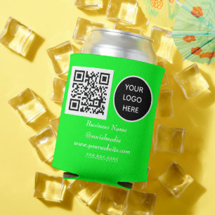 Rafraîchisseur Pour Canette Réseau social QR Code Neon Green Business Logo