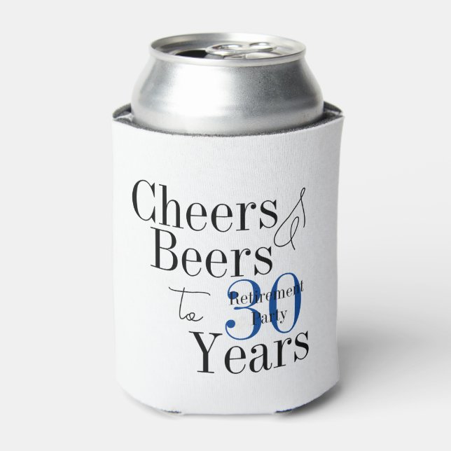 Rafraîchisseur Pour Canette Retraite de 30 ans Cheers Bières Blue Party Favor (Can devant)