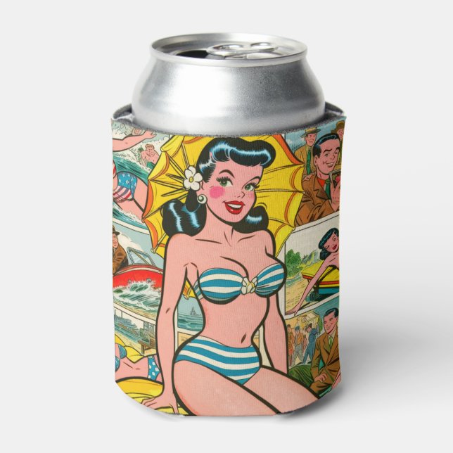 Rafraîchisseur Pour Canette Retro Bikini Girl Summer Comics (Can devant)