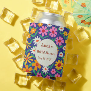 Rafraîchisseur Pour Canette Retro Boho Fleurs Colorées Enterrement de Vie de J