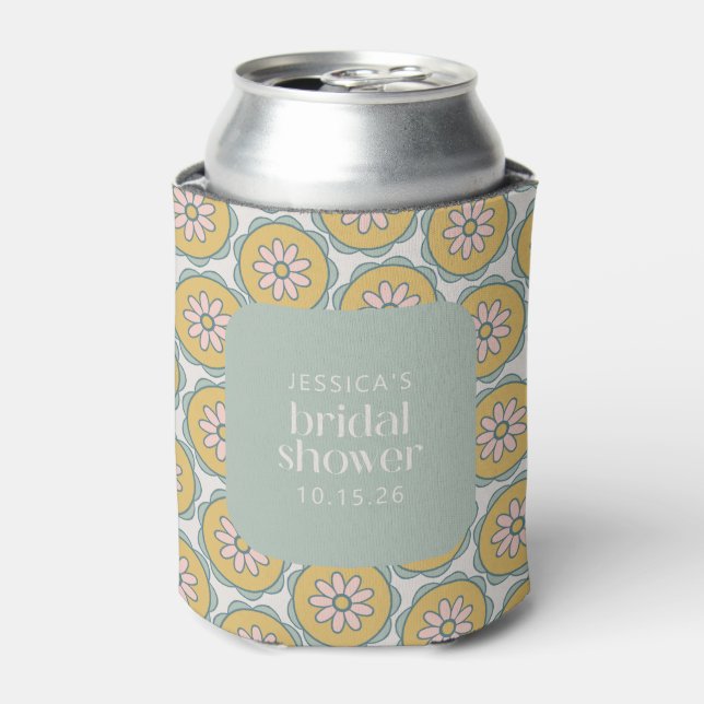 Rafraîchisseur Pour Canette Rétro Boho Fleurs Pastel Mariage Sur Mesure  (Can devant)