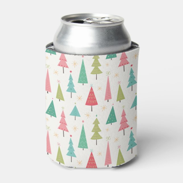 Rafraîchisseur Pour Canette Retro Joyeux arbres de Noël Fun Motif de vacances (Can devant)