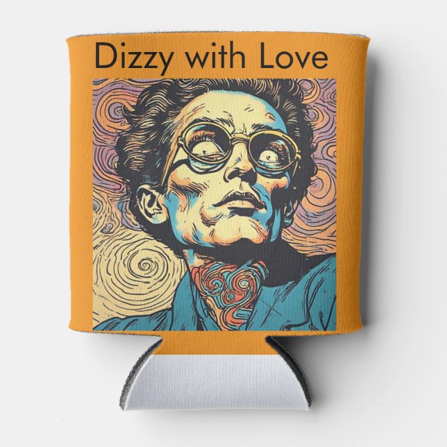 Rafraîchisseur Pour Canette Retro Pop Art Portrait Swirl Background Bold Graph (Devant)