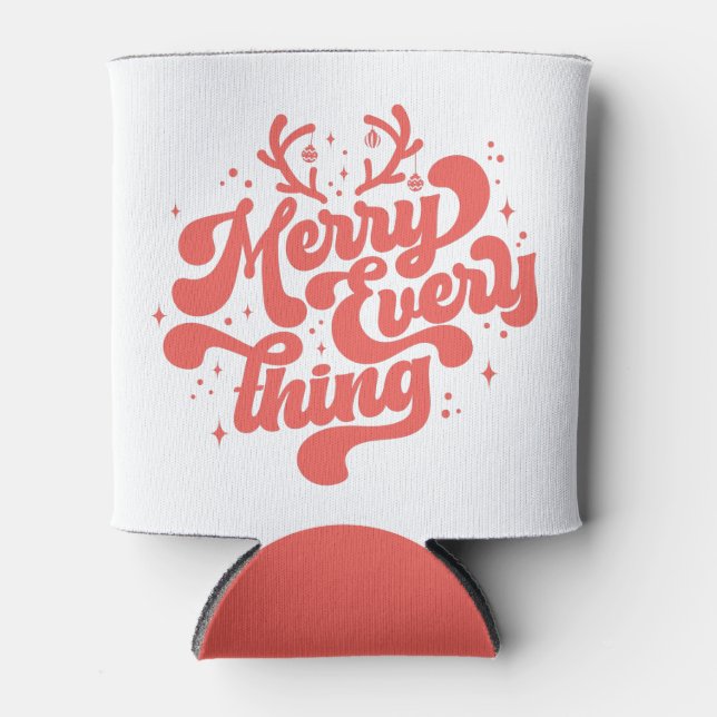 Rafraîchisseur Pour Canette Retro Red White Merry tout Joyeux Noël (Devant)