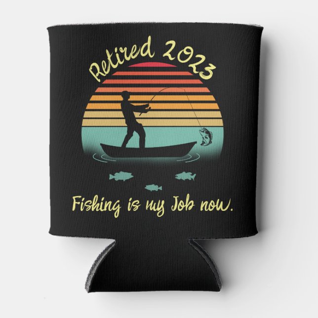 Rafraîchisseur Pour Canette Retro Sun Funny Pêche Retraite (Devant)