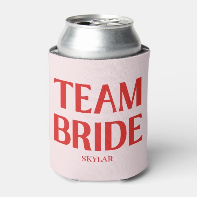 Rafraîchisseur Pour Canette Retro Team Bride Bachelorette Red Pink (Can devant)