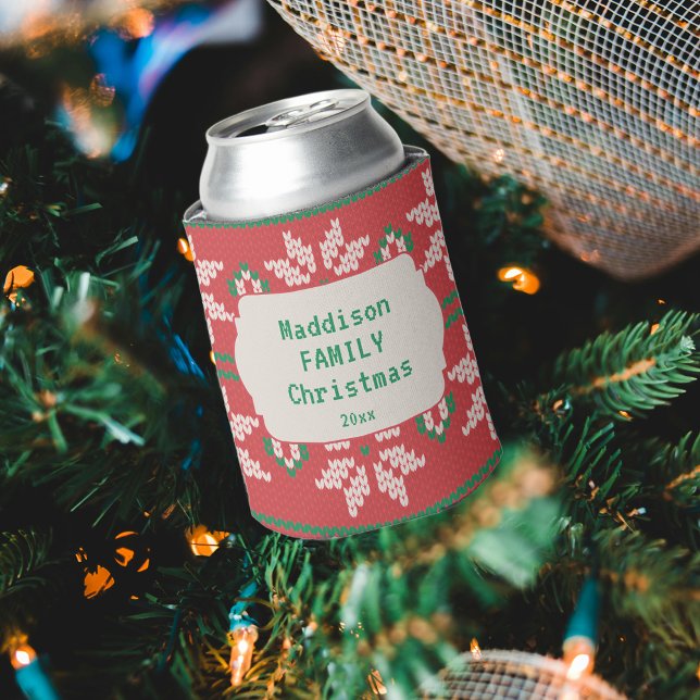 Rafraîchisseur Pour Canette Retro Ugly Christmas Sweater Nordic Red Green (Créateur téléchargé)