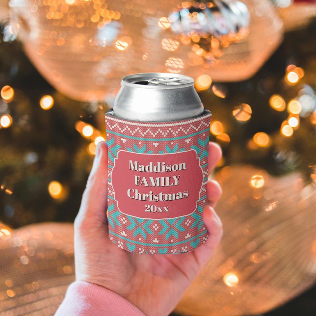 Rafraîchisseur Pour Canette Retro Ugly Christmas Sweater Snowflakes (Créateur téléchargé)