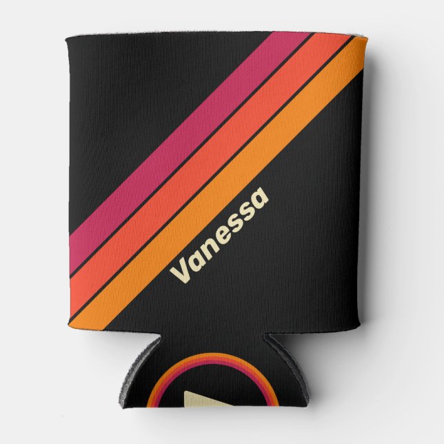 Rafraîchisseur Pour Canette Rétro VHS Stripes avec Nom (Devant)