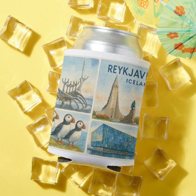 Rafraîchisseur Pour Canette Reykjavik Islande multivue  (Été in situ)