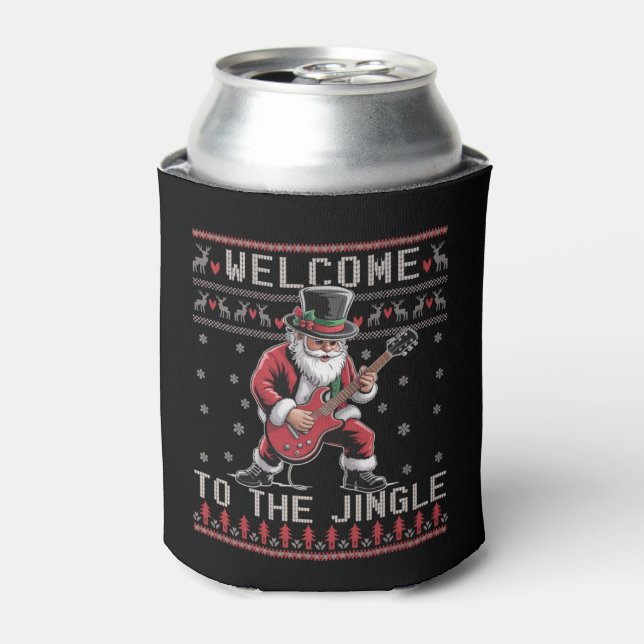Rafraîchisseur Pour Canette Rock n Roll Noël Rocker Santa Pull de Noël démodé  (Can devant)