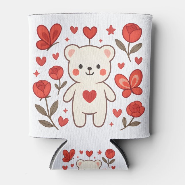 Rafraîchisseur Pour Canette Romantic Bear Heart Can Cooler (Devant)
