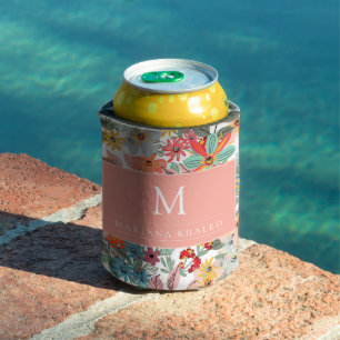 Rafraîchisseur Pour Canette Romantique Floral doux rose vert pêche classique