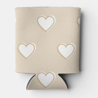 Rafraîchisseur Pour Canette Rose blanc Beige mignon Motif de coeur simple