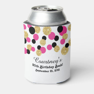 Rafraîchisseur Pour Canette Rose Chaud Paillettes d'Or et de Noir Confetti 3