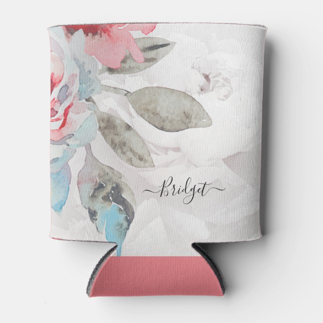 Rafraîchisseur Pour Canette Rose fleur sauvage d'aquarelle florale peut refroi (Devant)