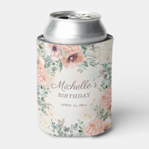 Rafraîchisseur Pour Canette Rose Floral Sage Vert Feuilles Anniversaire