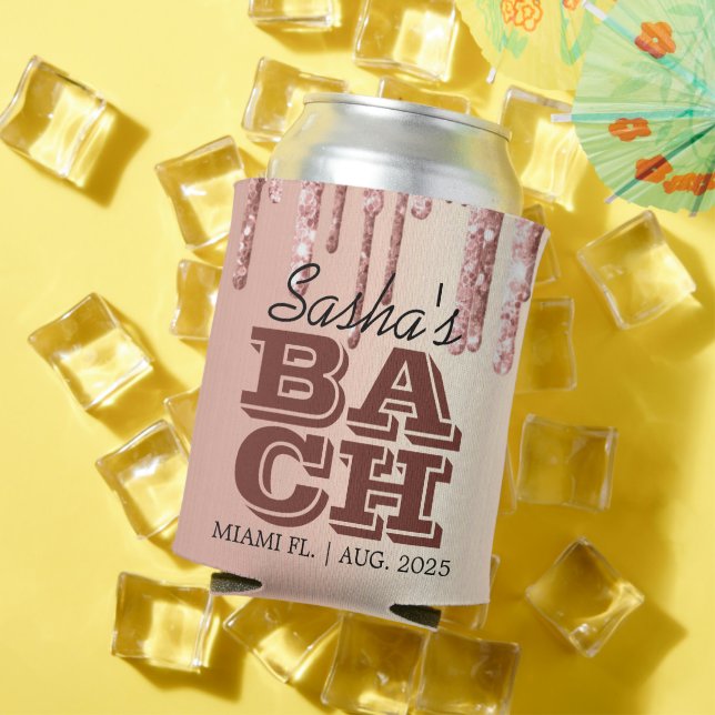 Rafraîchisseur Pour Canette Rose Gold Drives Bachelorette Party Personnalisé (Été in situ)