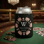 Rafraîchisseur Pour Canette Rose Gold Paillettes Jetons de Poker Mariage Casin<br><div class="desc">Ces refroidisseurs de jetons de poker sur le thème de Las Vegas, amusants et modernes, peuvent être personnalisés pour votre occasion spéciale et feraient le parfait cadeau de fête ou souvenir pour tout mariage, douche de mariée, fête de fiançailles, fête d'anniversaire et bien d'autres occasions spéciales. Le design présente un...</div>