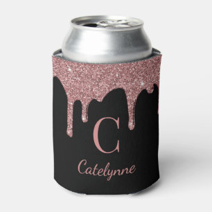 Rafraîchisseur Pour Canette Rose Noire Paillettes Étincelles de Glitter Monogr