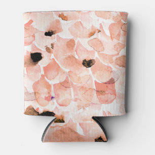 Rafraîchisseur Pour Canette Rose, pivoine, feuille, motif aquarelle.