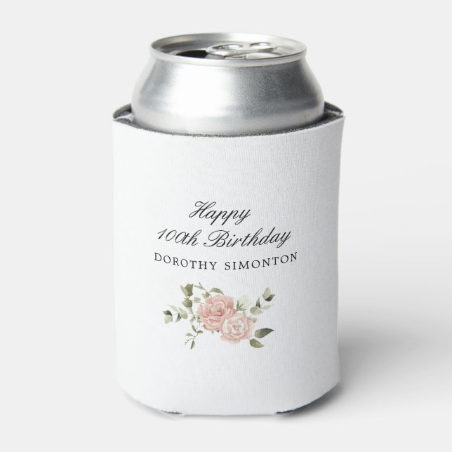 Rafraîchisseur Pour Canette Rose rose Dusty Floral 100e anniversaire (Can devant)