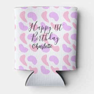 Rafraîchisseur Pour Canette Rose violet abstrait formes heureux 1er anniversai