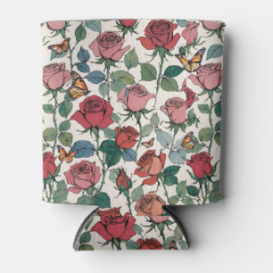 Rafraîchisseur Pour Canette Roses à longue tige rouge et rose avec papillons