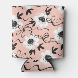 Rafraîchisseur Pour Canette roses Abstraits, couleurs pâles, motif vintage.
