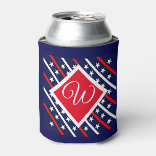 Rafraîchisseur Pour Canette Rouge blanc & Bleu Motif personnalisé initial