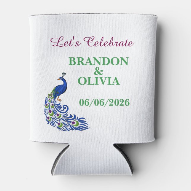 Rafraîchisseur Pour Canette Royal Blue Elegant Peacock Wedding Can Cooler (Devant)