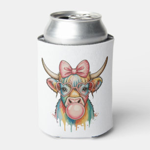 Rafraîchisseur Pour Canette Ruban Coquette Rose Vache Highland Bubble Gum