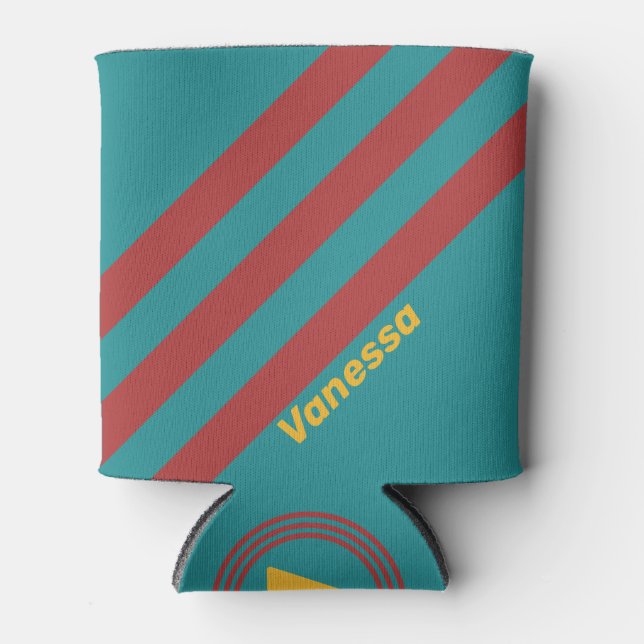 Rafraîchisseur Pour Canette Ruby Reef Stripes avec nom (Devant)