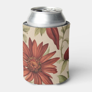 Rafraîchisseur Pour Canette Russe Sage Vert & Bourgogne Rouge Floral Automne