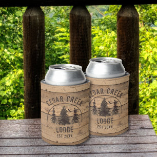 Rafraîchisseur Pour Canette Rustic Wood Nature Trees Cabine Lodge Personnalisé