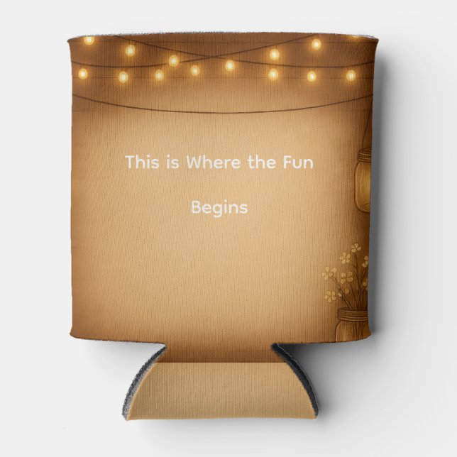 Rafraîchisseur Pour Canette Rustique Mason Jar & String Lights Mariage Can Coo (Devant)