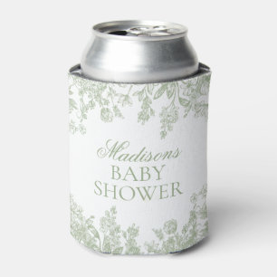 Rafraîchisseur Pour Canette Sage Chinoiserie Vintage Floral Baby Shower