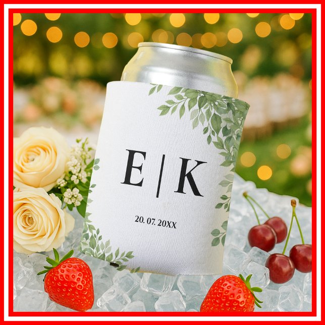 Rafraîchisseur Pour Canette Sage Green Eucalyptus Feuille Mariage de verdure (Créateur téléchargé)