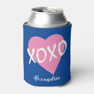 Rafraîchisseur Pour Canette Saint-Valentin Coeur rose embrasse Hugs XOXO Bleu