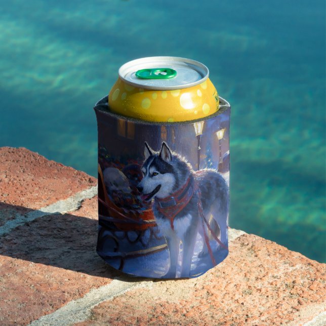 Rafraîchisseur Pour Canette Saison de Noël Sibérienne Husky (Piscine in situ)