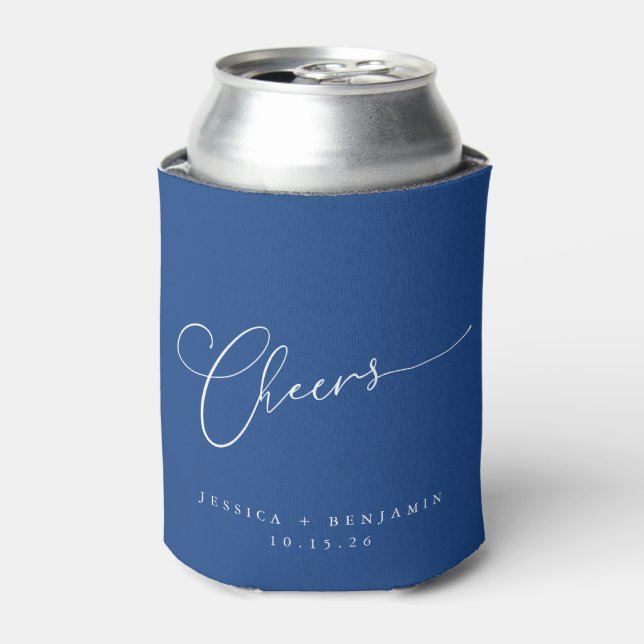 Rafraîchisseur Pour Canette Salutations Minimal Cobalt Blue Script Personnalis (Can devant)