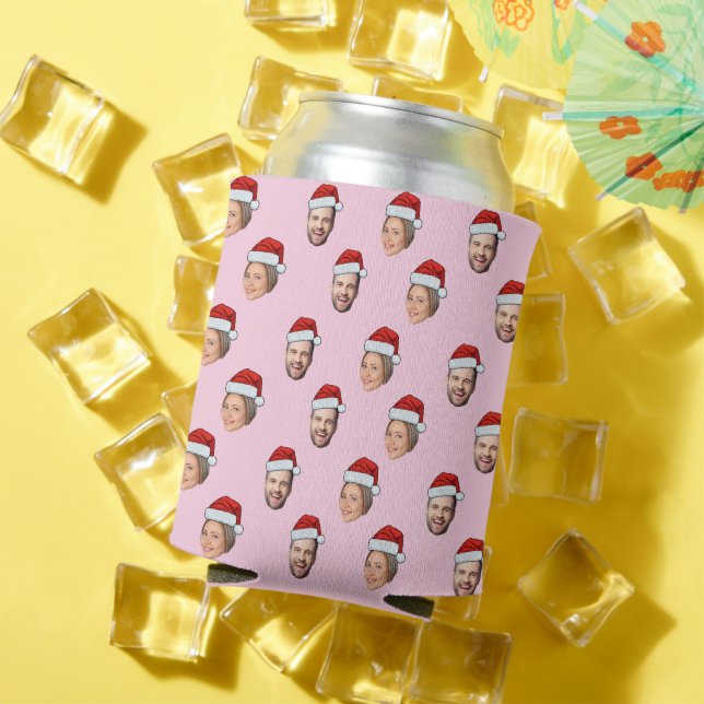 Rafraîchisseur Pour Canette Santa Hat Personnalisé Visage 2 Photo Cadeau de No (Été in situ)