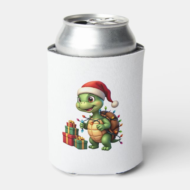 Rafraîchisseur Pour Canette Santa Turtle Christmas Ugly Sweater Funny Holiday  (Can devant)