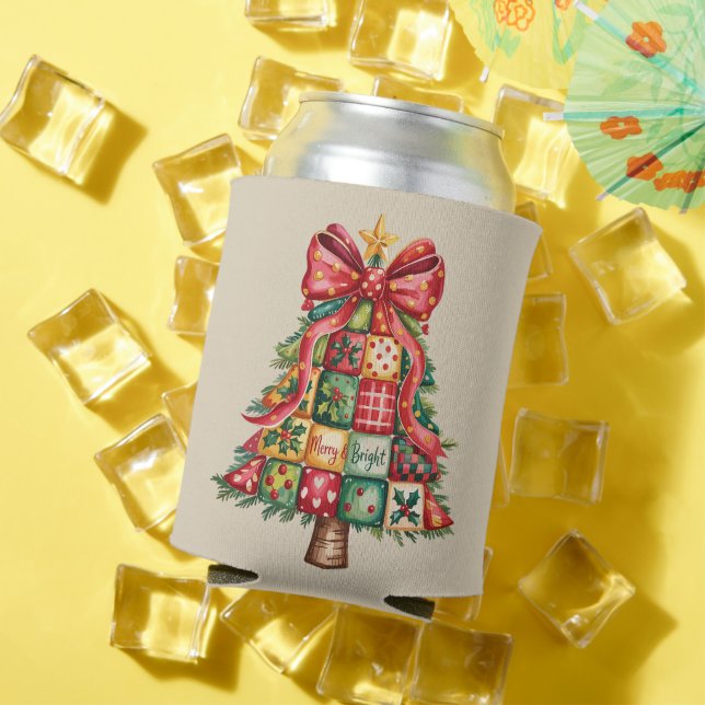Rafraîchisseur Pour Canette Sapin de Noël patchwork Coquette Noël  (Été in situ)