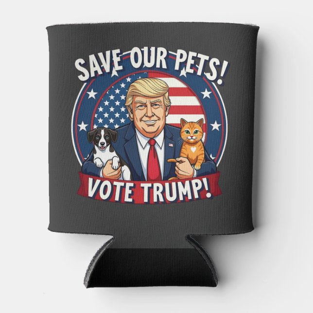Rafraîchisseur Pour Canette Sauvez nos animaux de compagnie Votez Trump Pets F (Devant)
