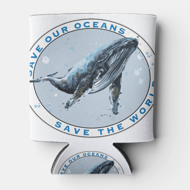 Rafraîchisseur Pour Canette Save Our Oceans - Whale Design (Devant)