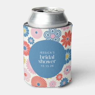 Rafraîchisseur Pour Canette Scandi Boho Folk Fleur Bleu Baby Shower  