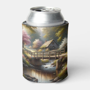 Rafraîchisseur Pour Canette Scène de cottage de pont de printemps Cottagecore
