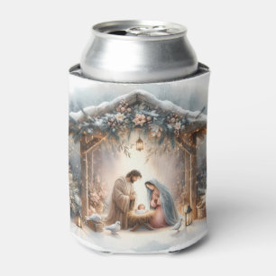 Rafraîchisseur Pour Canette Scène de la Nativité rustique avec fleurs d'hiver